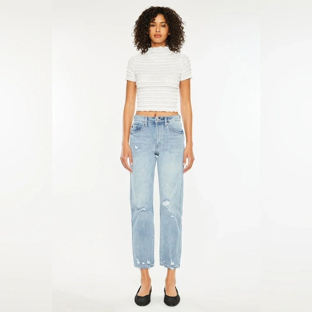KanCan Missy High Rise Slim Straight Leg Ankle Jeans in Medium Wash, Size 28